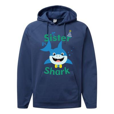 Sister Shark Birthday Party Matching Family Performance Fleece Hoodie