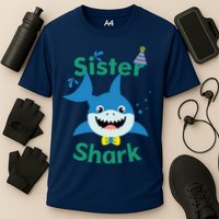 Sister Shark Birthday Party Matching Family Cooling Performance Crew T-Shirt