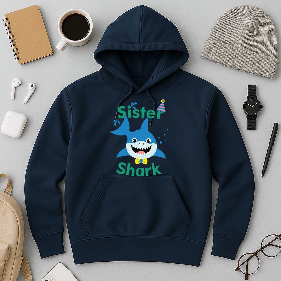 Sister Shark Birthday Party Matching Family Hoodie