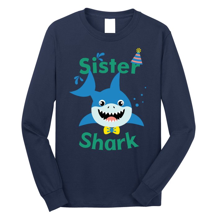 Sister Shark Birthday Party Matching Family Long Sleeve Shirt