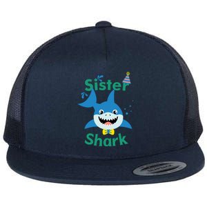 Sister Shark Birthday Party Matching Family Flat Bill Trucker Hat