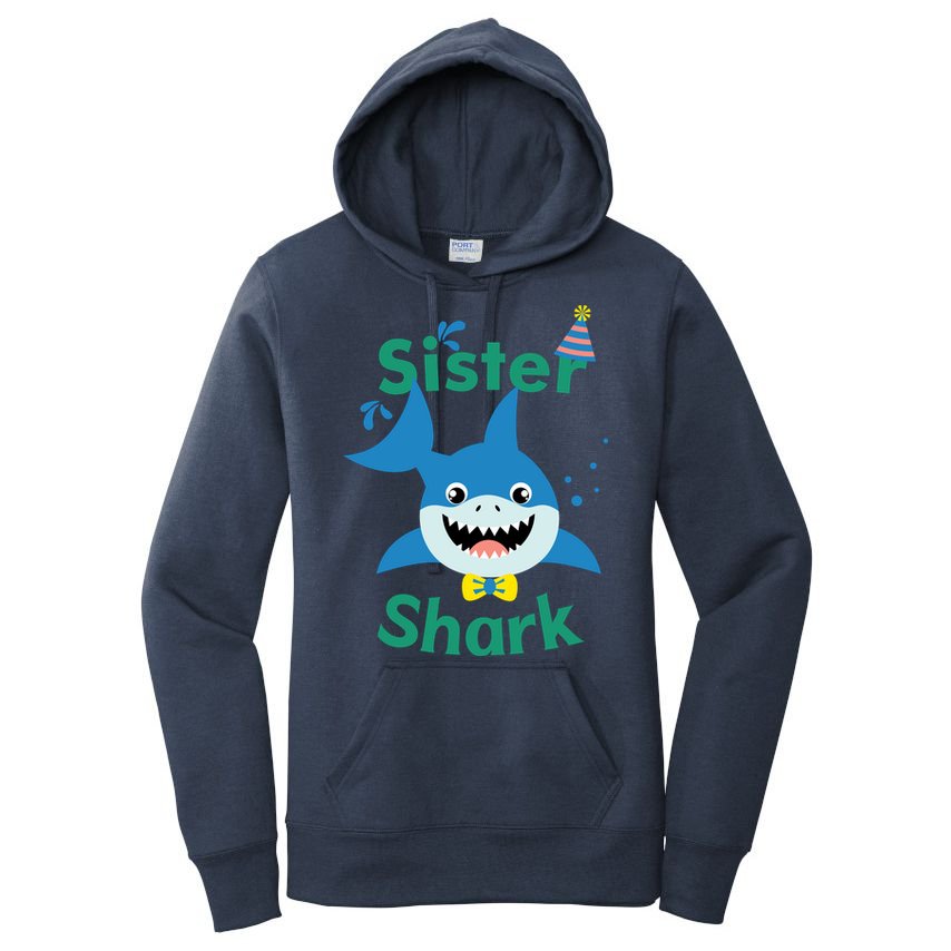 Sister Shark Birthday Party Matching Family Women's Pullover Hoodie