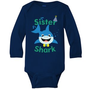 Sister Shark Birthday Party Matching Family Baby Long Sleeve Bodysuit