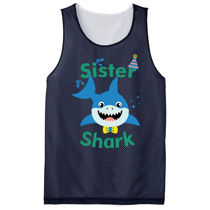 Sister Shark Birthday Party Matching Family Mesh Reversible Basketball Jersey Tank