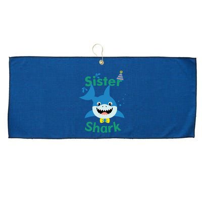 Sister Shark Birthday Party Matching Family Large Microfiber Waffle Golf Towel