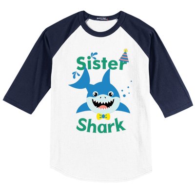 Sister Shark Birthday Party Matching Family Baseball Sleeve Shirt