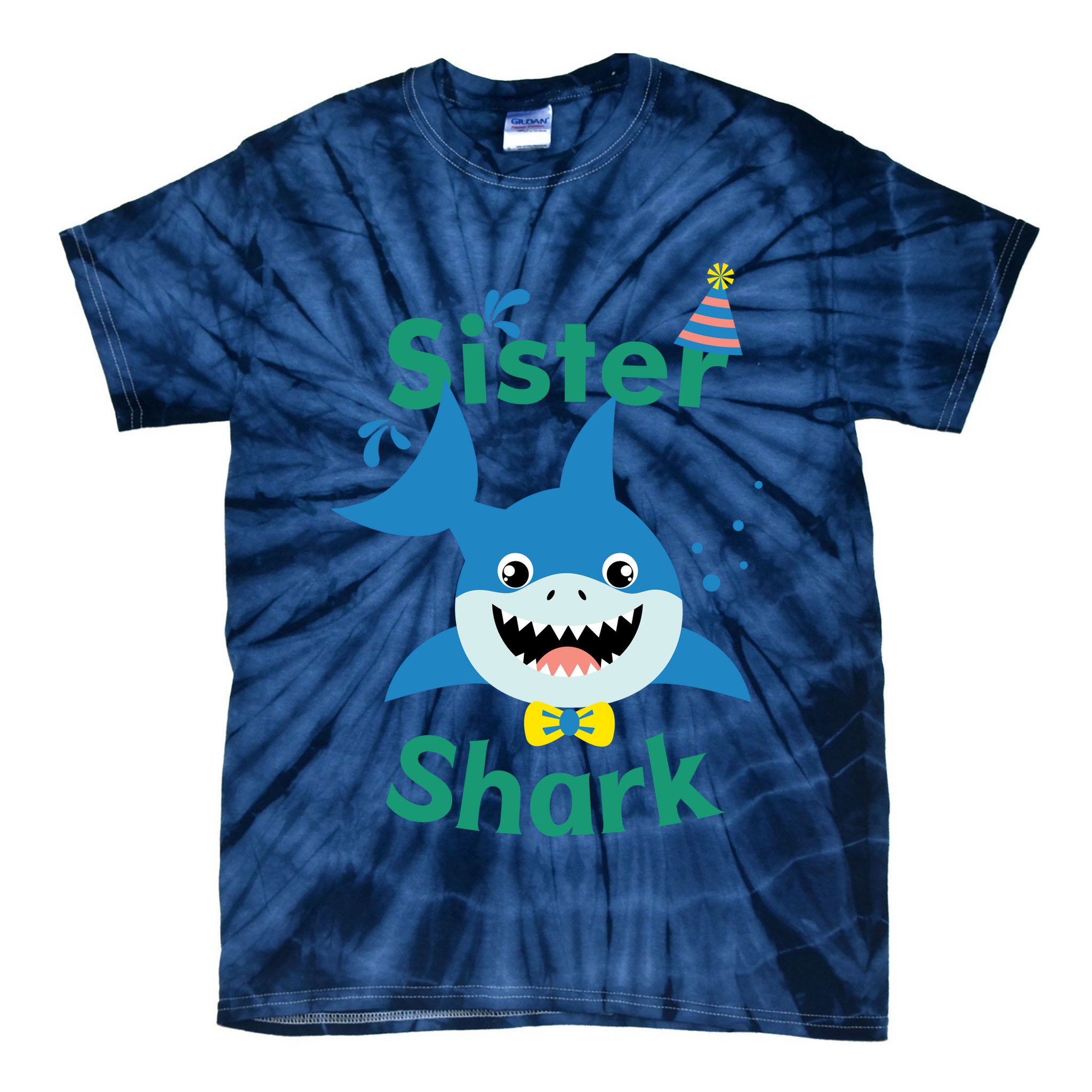 Sister Shark Birthday Party Matching Family Tie-Dye T-Shirt