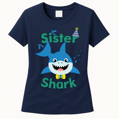 Sister Shark Birthday Party Matching Family Womens T-Shirt