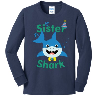 Sister Shark Birthday Party Matching Family Kids Long Sleeve Shirt