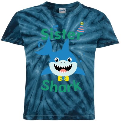 Sister Shark Birthday Party Matching Family Kids Tie-Dye T-Shirt