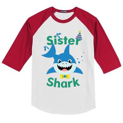 Sister Shark Birthday Party Matching Family Kids Colorblock Raglan Jersey