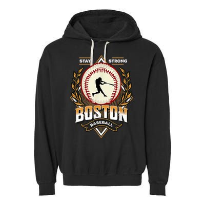 Stay Strong Boston Baseball Graphic Tee Vintage Style Garment-Dyed Fleece Hoodie