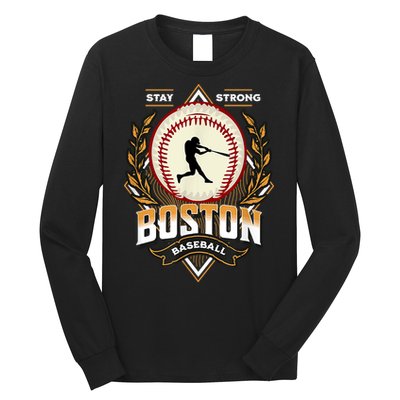 Stay Strong Boston Baseball Graphic Tee Vintage Style Long Sleeve Shirt
