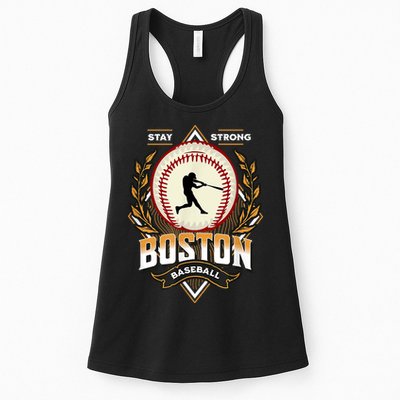 Stay Strong Boston Baseball Graphic Tee Vintage Style Womens Tank Top