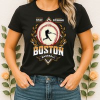 Stay Strong Boston Baseball Graphic Tee Vintage Style Womens T-Shirt