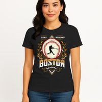 Stay Strong Boston Baseball Graphic Tee Vintage Style Womens T-Shirt