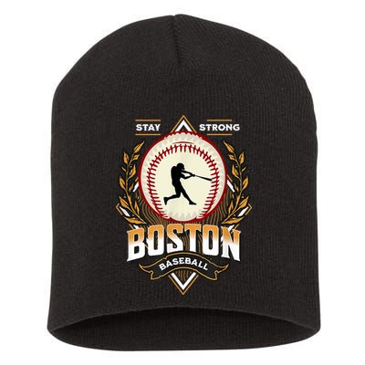 Stay Strong Boston Baseball Graphic Tee Vintage Style Short Acrylic Beanie