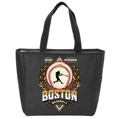 Stay Strong Boston Baseball Graphic Tee Vintage Style Zip Tote Bag