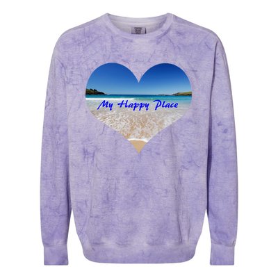 Summer Sand Beach Sea Ocean Is My Happy Place Gift Present Gift Colorblast Crewneck Sweatshirt