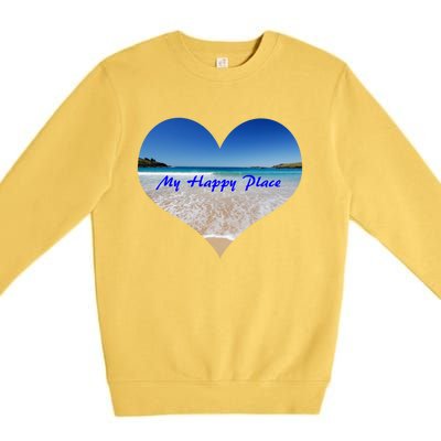 Summer Sand Beach Sea Ocean Is My Happy Place Gift Present Gift Premium Crewneck Sweatshirt