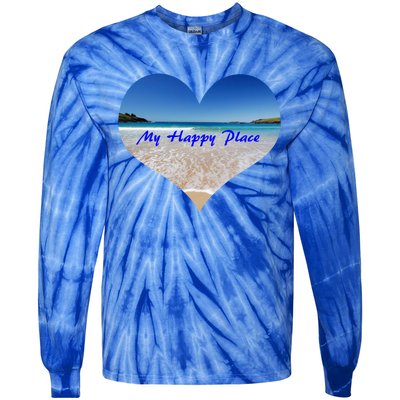 Summer Sand Beach Sea Ocean Is My Happy Place Gift Present Gift Tie-Dye Long Sleeve Shirt