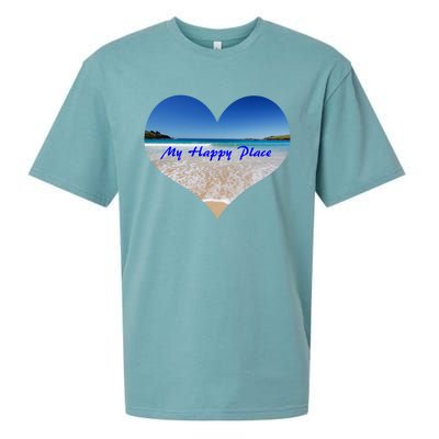 Summer Sand Beach Sea Ocean Is My Happy Place Gift Present Gift Sueded Cloud Jersey T-Shirt