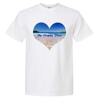 Summer Sand Beach Sea Ocean Is My Happy Place Gift Present Gift Garment-Dyed Heavyweight T-Shirt