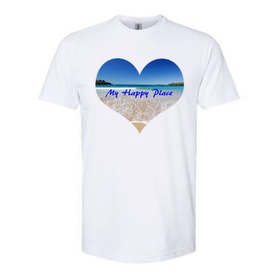 Summer Sand Beach Sea Ocean Is My Happy Place Gift Present Gift Softstyle® CVC T-Shirt