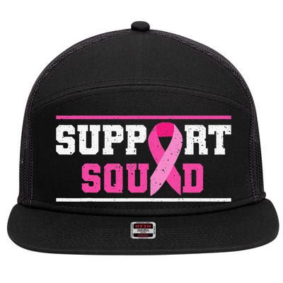 Support Squad Breast Cancer Awareness Pink Ribbon 7 Panel Mesh Trucker Snapback Hat