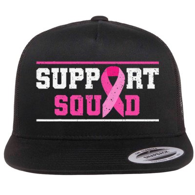 Support Squad Breast Cancer Awareness Pink Ribbon Flat Bill Trucker Hat