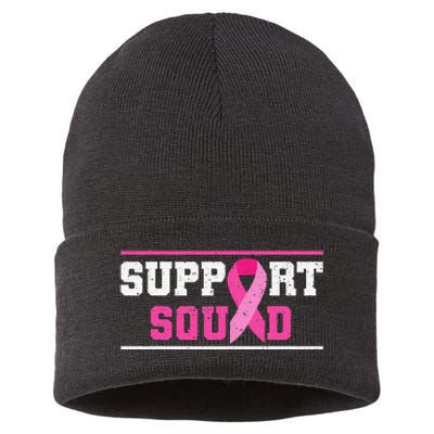 Support Squad Breast Cancer Awareness Pink Ribbon Sustainable Knit Beanie