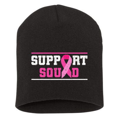 Support Squad Breast Cancer Awareness Pink Ribbon Short Acrylic Beanie