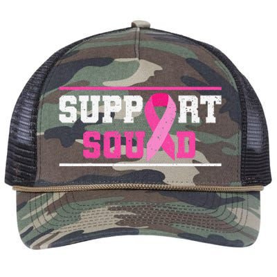 Support Squad Breast Cancer Awareness Pink Ribbon Retro Rope Trucker Hat Cap