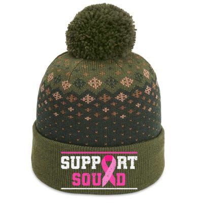 Support Squad Breast Cancer Awareness Pink Ribbon The Baniff Cuffed Pom Beanie