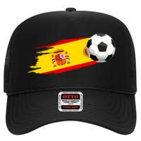 Spain Soccer Ball Spain Flag Jersey Spanish Football Fan High Crown Mesh Back Trucker Hat