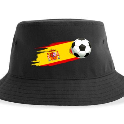 Spain Soccer Ball Spain Flag Jersey Spanish Football Fan Sustainable Bucket Hat