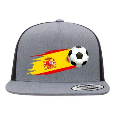 Spain Soccer Ball Spain Flag Jersey Spanish Football Fan Flat Bill Trucker Hat