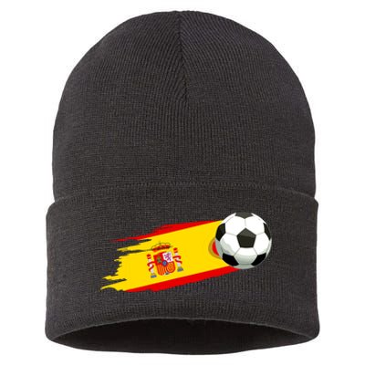 Spain Soccer Ball Spain Flag Jersey Spanish Football Fan Sustainable Knit Beanie