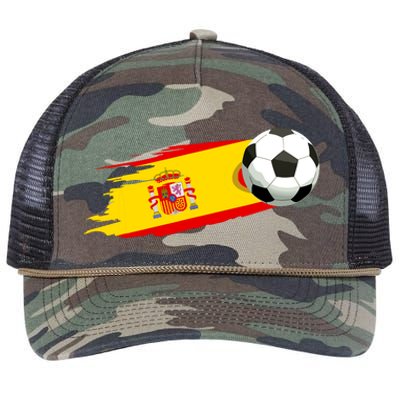 Spain Soccer Ball Spain Flag Jersey Spanish Football Fan Retro Rope Trucker Hat Cap