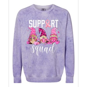 Support Squad Breast Cancer Awareness Gnomes Family Colorblast Crewneck Sweatshirt