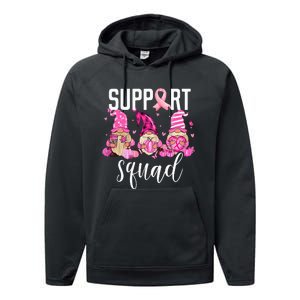 Support Squad Breast Cancer Awareness Gnomes Family Performance Fleece Hoodie