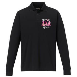 Support Squad Breast Cancer Awareness Gnomes Family Performance Long Sleeve Polo