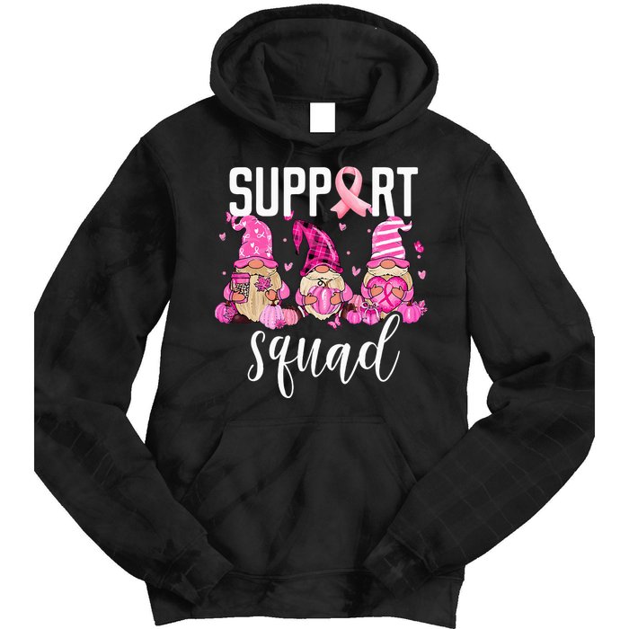 Support Squad Breast Cancer Awareness Gnomes Family Tie Dye Hoodie