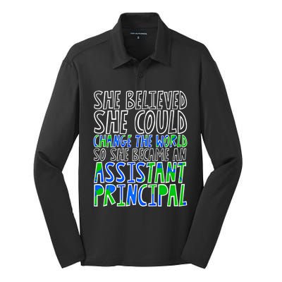 So She Became An Assistant Principal Gift Silk Touch Performance Long Sleeve Polo