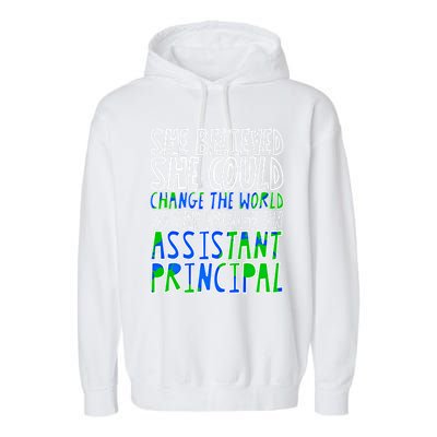 So She Became An Assistant Principal Gift Garment-Dyed Fleece Hoodie