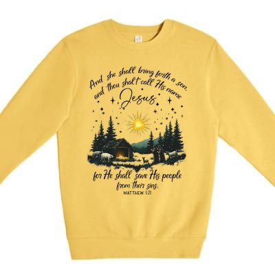 She Shall Bring Forth A Son Jesus Christian Christmas 2024 Premium Crewneck Sweatshirt