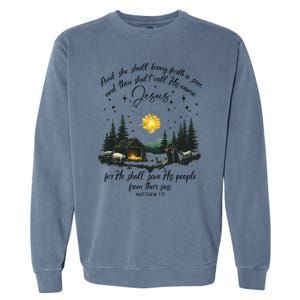 She Shall Bring Forth A Son Jesus Christian Christmas 2024 Garment-Dyed Sweatshirt