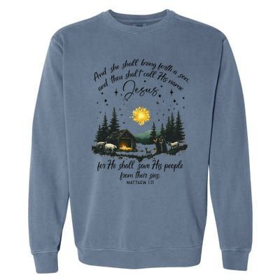 She Shall Bring Forth A Son Jesus Christian Christmas 2024 Garment-Dyed Sweatshirt