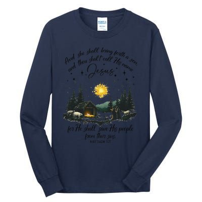 She Shall Bring Forth A Son Jesus Christian Christmas 2024 Tall Long Sleeve T-Shirt