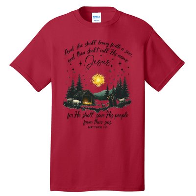 She Shall Bring Forth A Son Jesus Christian Christmas 2024 Tall T-Shirt